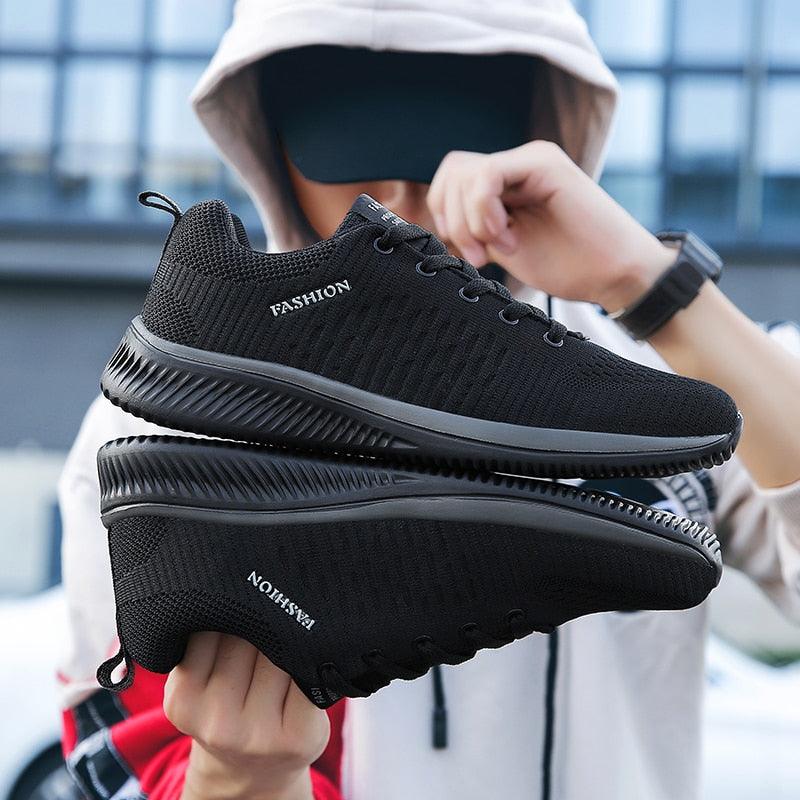 Mens Sport Running Sneakers Fashion Men Casual Shoes Breathable Shoes Walking Sneakers Men's Tennis Black Sneakers Trainers Mesh Flat Breathable Summer Walking Beach Mesh Design