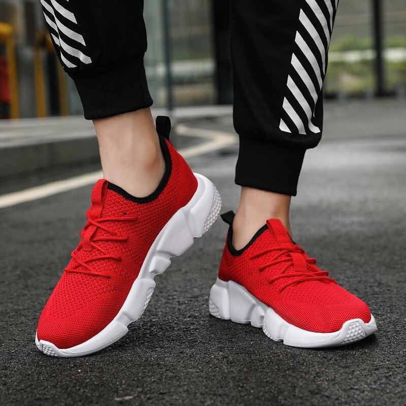 Mens Sport Sneakers Casual Fashion New Light Breathable Red Mesh High Quality Comfortable Running Shoes Men Casual Breathable Walking Sport Athletic Sneakers Gym Tennis Slip On Lightweight Mens Sneakers