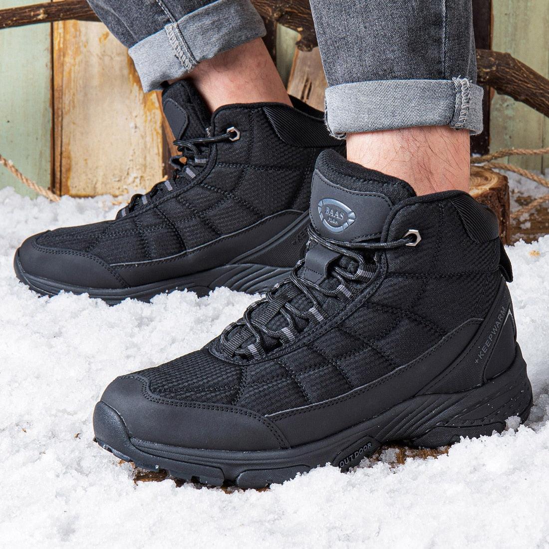 Mens Waterproof Outdoor Shoes Winter Warm Shoe Non-Slip Hiking Camping Casual Boots Walking Shoes Waterproof Lightweight Hiking Boots Outdoor Sport Boots