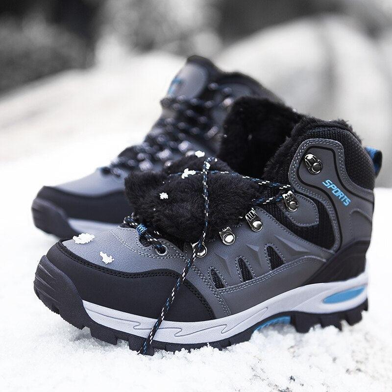 Mens Winter Snow Boots Waterproof Leather Super Warm Men's Boots Outdoor Hiking Boots Ankle Snow Hiking Boots Warm Water Resistant Non Slip Soft Lined Design