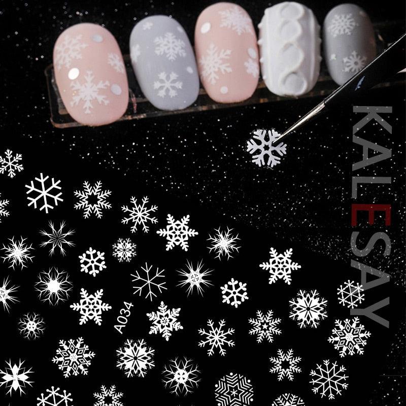 Merry Christmas Nail Art Decals Decoration Self Adhesive Nail Art Stickers Manicure Design White Snow Sticker for Nail Design Xmas Gift Nails Snowflake Nail Art Stickers Decals Christmas Nail 3D Self Adhesive Nail Stickers for Acrylic Nails Snowflake