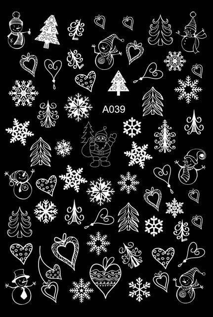 Merry Christmas Nail Art Decals Decoration Self Adhesive Nail Art Stickers Manicure Design White Snow Sticker for Nail Design Xmas Gift Nails Snowflake Nail Art Stickers Decals Christmas Nail 3D Self Adhesive Nail Stickers for Acrylic Nails Snowflake