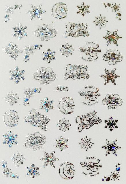 Merry Christmas Nail Art Decals Decoration Self Adhesive Nail Art Stickers Manicure Design White Snow Sticker for Nail Design Xmas Gift Nails Snowflake Nail Art Stickers Decals Christmas Nail 3D Self Adhesive Nail Stickers for Acrylic Nails Snowflake