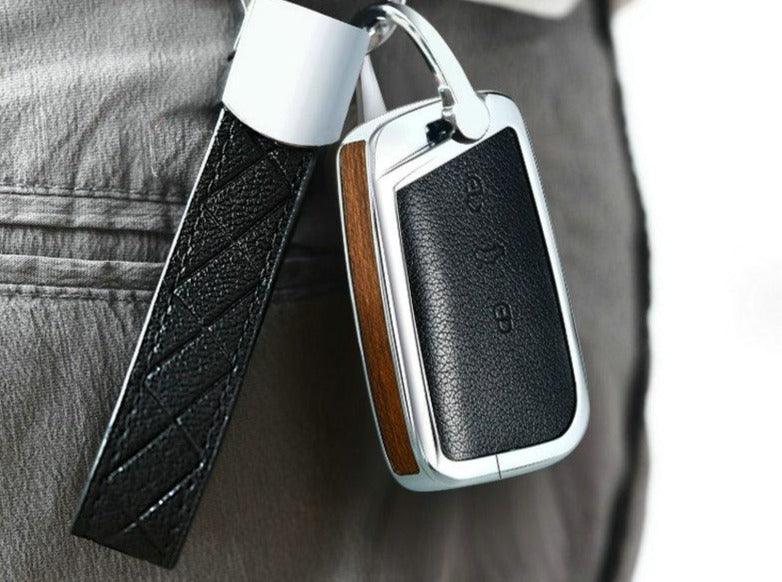 Metal Alloy Smart Keychain Car Accessories Key Case Cover Protector Compatible Alloy Leather Keychain Car Smart Remote Key Case Keychain Protector Cover Key Cover Smart Keychain Remote Protector Case Car Smart Key Chain Keychain Holder