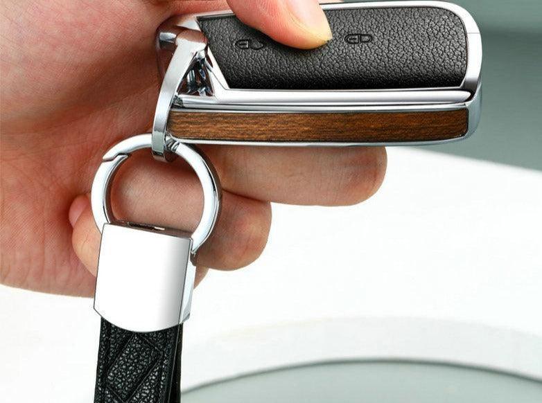 Metal Alloy Smart Keychain Car Accessories Key Case Cover Protector Compatible Alloy Leather Keychain Car Smart Remote Key Case Keychain Protector Cover Key Cover Smart Keychain Remote Protector Case Car Smart Key Chain Keychain Holder