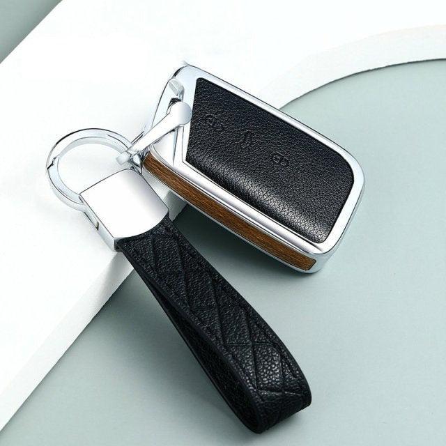 Metal Alloy Smart Keychain Car Accessories Key Case Cover Protector Compatible Alloy Leather Keychain Car Smart Remote Key Case Keychain Protector Cover Key Cover Smart Keychain Remote Protector Case Car Smart Key Chain Keychain Holder