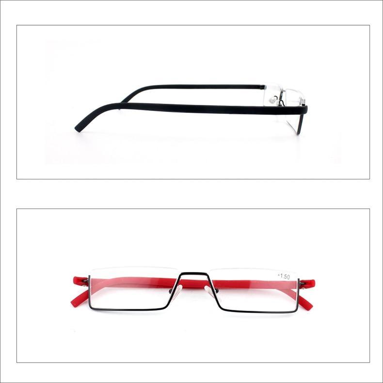 Metal Anti Blue Light Reading Glasses Men Half Frame Prescription Eyeglasses Male  Eyewear With Case For Men And Women Unisex Stylish Eyeglasses Glasses Clear Lens +1.75