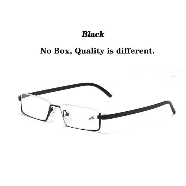 Metal Anti Blue Light Reading Glasses Men Half Frame Prescription Eyeglasses Male  Eyewear With Case For Men And Women Unisex Stylish Eyeglasses Glasses Clear Lens +1.75