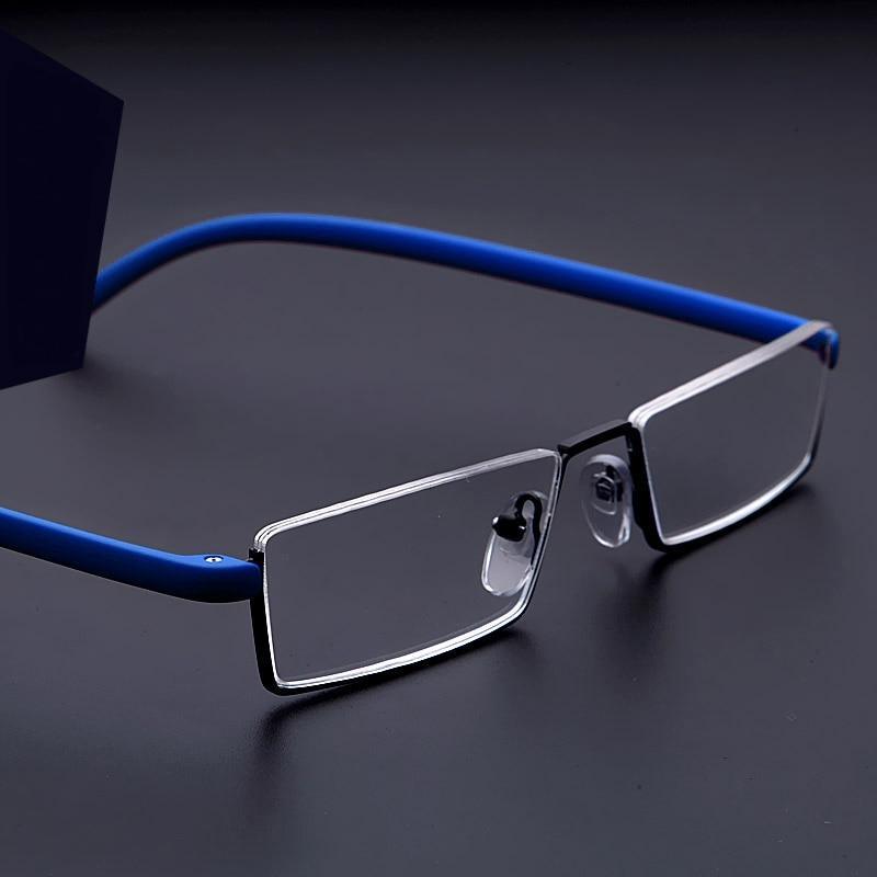 Metal Anti Blue Light Reading Glasses Men Half Frame Prescription Eyeglasses Male  Eyewear With Case For Men And Women Unisex Stylish Eyeglasses Glasses Clear Lens +1.75