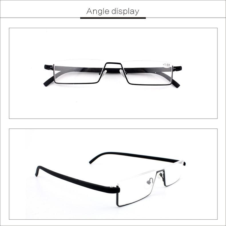 Metal Anti Blue Light Reading Glasses Men Half Frame Prescription Eyeglasses Male  Eyewear With Case For Men And Women Unisex Stylish Eyeglasses Glasses Clear Lens +1.75