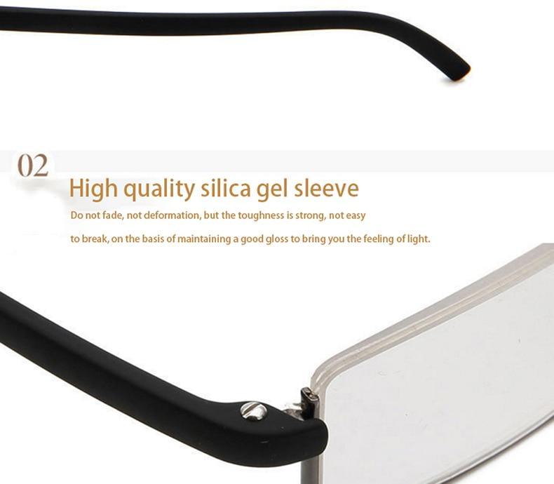 Metal Anti Blue Light Reading Glasses Men Half Frame Prescription Eyeglasses Male  Eyewear With Case For Men And Women Unisex Stylish Eyeglasses Glasses Clear Lens +1.75