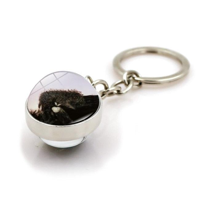 Metal Double Sided Glass Ball Pendant Hedgehog In The Fog Cartoon Keychain Pendant Metal Keyring Lucky Jewelry Gift Keychain Key Chain Key Ring Holder for Men Women Creative Gift Glass Ball Key Chain Pendant Glow in The Dark