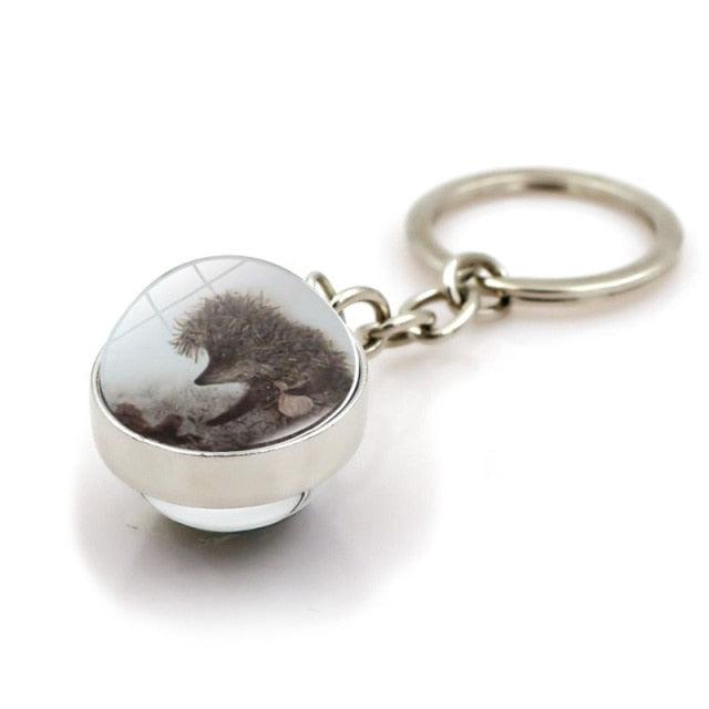 Metal Double Sided Glass Ball Pendant Hedgehog In The Fog Cartoon Keychain Pendant Metal Keyring Lucky Jewelry Gift Keychain Key Chain Key Ring Holder for Men Women Creative Gift Glass Ball Key Chain Pendant Glow in The Dark