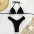 Micro Pleated Bikini Women Swimsuit Halter Bikini Set Triangle Swimwear Female Beach Wear Bathing Suit Two Piece Bikini Double Shoulder Straps Cute Swimsuit Triangle Bathing