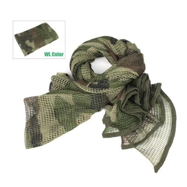 Military Tactical Scarf Camouflage Mesh Neck Scarf Keffiyeh Sniper Face Scarf Shemagh Head Wrap for Outdoor Camping Hunting Men Tactical Military Keffiyeh Net Mesh Neck Scarf Scrim Veil Shemagh Head Wrap Face Scarf Bandana Outfit Headband