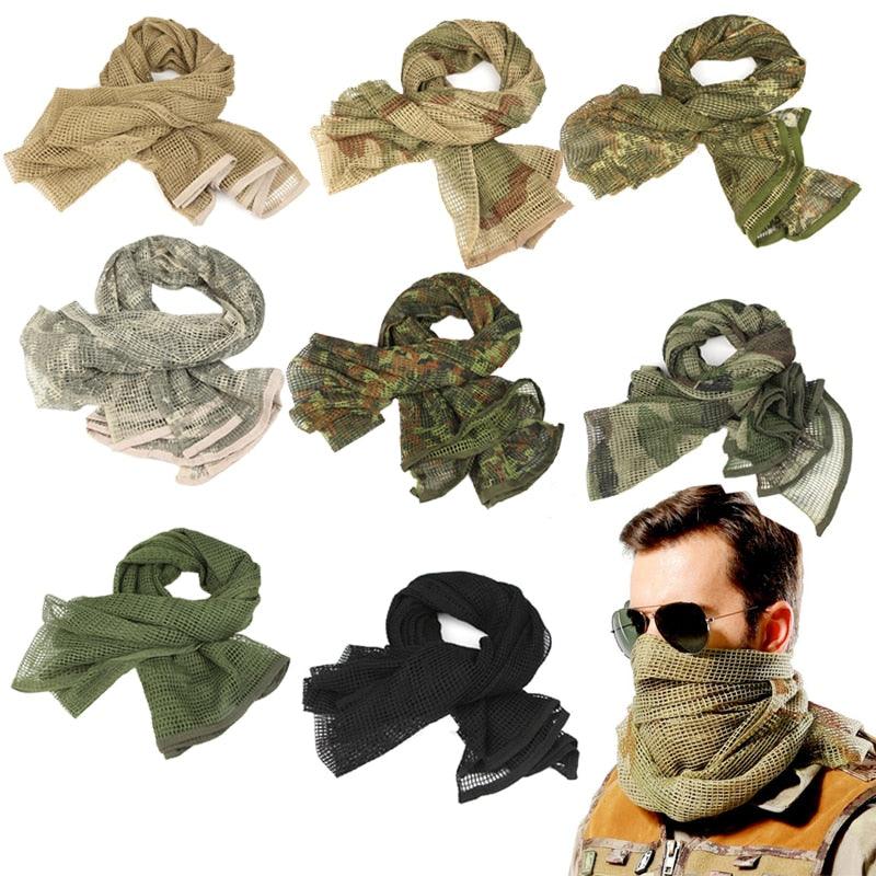 Military Tactical Scarf Camouflage Mesh Neck Scarf Keffiyeh Sniper Face Scarf Shemagh Head Wrap for Outdoor Camping Hunting Men Tactical Military Keffiyeh Net Mesh Neck Scarf Scrim Veil Shemagh Head Wrap Face Scarf Bandana Outfit Headband