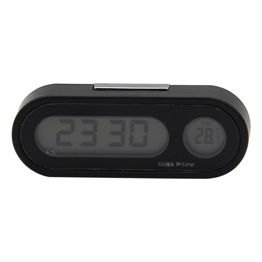 Mini Car Automobile Digital Clock Auto Watch Automotive  Digital Alarm Clock LCD Screen Easy to Set can Adhesive Digital Table Car Dashboard Desk Electronic Clock Date Time Calendar  Thermometer Hygrometer Decoration Ornament Clock In Car Car-Styling