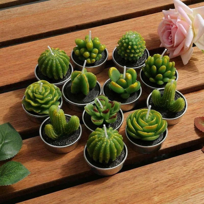 Mini Delicate Succulent Plants Candles Cactus Tea light Candles Handmade Delicate Succulent Cactus Candles Flameless Aromatherapy Candles For Birthday Party Wedding Spa Handmade Aromatherapy Candles For Birthday Party Wedding Home Decor Plant Candle