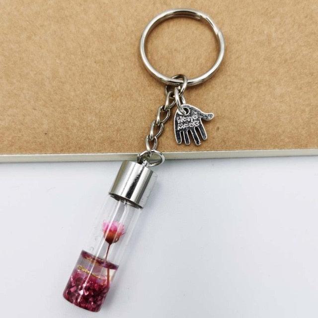 Mini Glass Bottle Drifting Bottles Keyrings Small Wishing Bottles Keychains Wishing Bottle Eternal Flower Keychain Student Pendant Backpack Car Key Pendant Couple Gift Glass Bottle Wishing Bottle Keyrings  Keychains