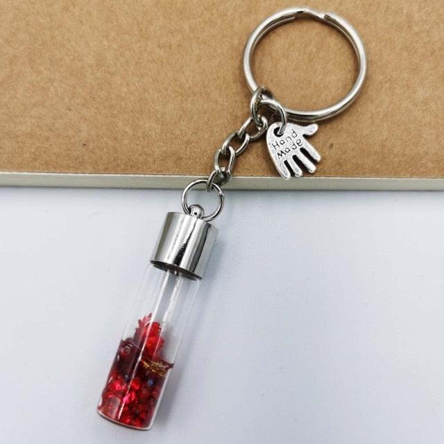 Mini Glass Bottle Drifting Bottles Keyrings Small Wishing Bottles Keychains Wishing Bottle Eternal Flower Keychain Student Pendant Backpack Car Key Pendant Couple Gift Glass Bottle Wishing Bottle Keyrings  Keychains