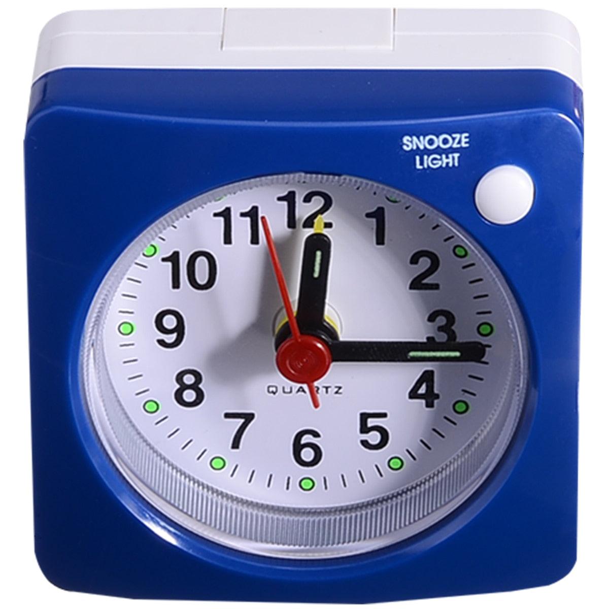 Mini Square Plastic Student Alarm Clock Silent Snooze Bedside Needle Alarm Clock Analog Alarm Clock Battery Operated for Heavy Sleepers Adults Bedrooms Bedside Kids Elderly Non Ticking Alarm Clocks with Non Ticking Portable Home Travel Alarm Clock