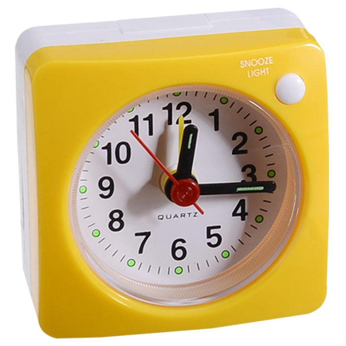 Mini Square Plastic Student Alarm Clock Silent Snooze Bedside Needle Alarm Clock Analog Alarm Clock Battery Operated for Heavy Sleepers Adults Bedrooms Bedside Kids Elderly Non Ticking Alarm Clocks with Non Ticking Portable Home Travel Alarm Clock