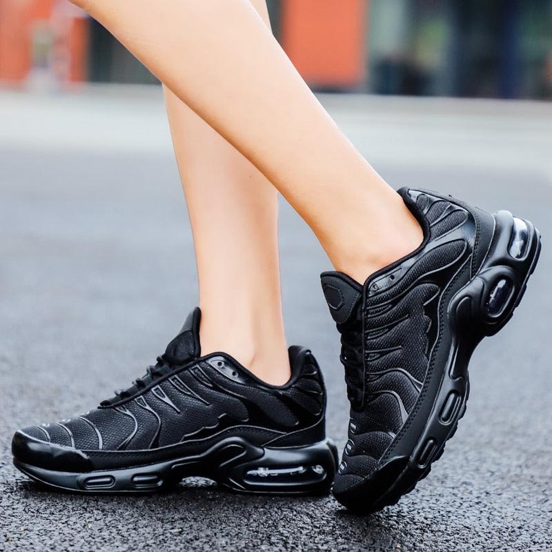 Modern Air Cushion Mesh Breathable Sneakers Running Mens Womens Training Sneakers Black Platform Shoes Jogging Walking Couples Gym Sport Sneakers