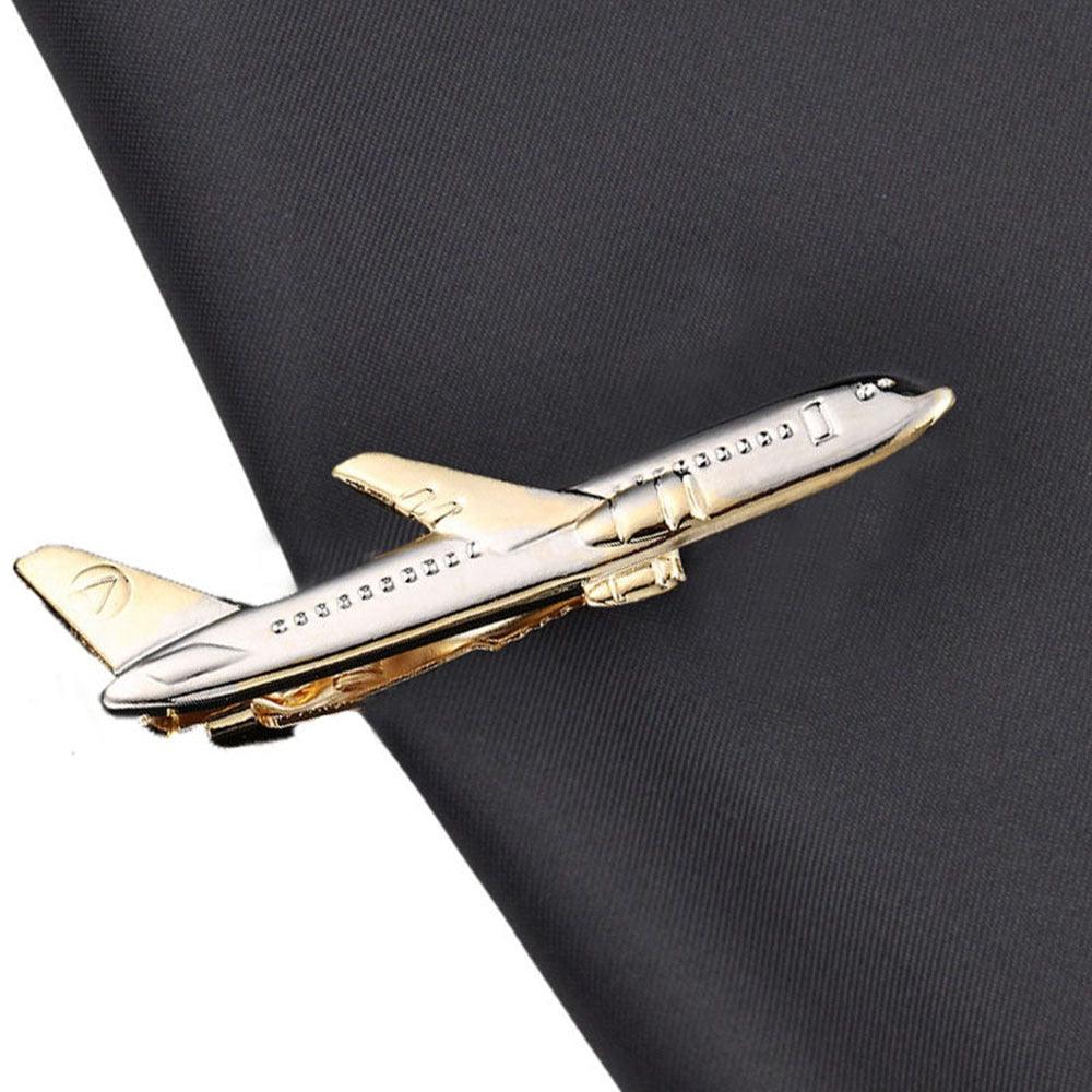 Modern Airplane Shaped Men Tie Clip Pilot Business Men Tie Clip Golden Plating Airplane Tie Clips Wedding Gift Necktie Clip Quality Tie Clasp Men Suits Wedding Gift