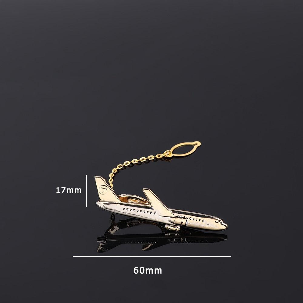 Modern Airplane Shaped Men Tie Clip Pilot Business Men Tie Clip Golden Plating Airplane Tie Clips Wedding Gift Necktie Clip Quality Tie Clasp Men Suits Wedding Gift