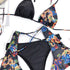 Modern Blue High Waist Bikini Push Up Swimwear Women Dragon Printed Bikini Set Retro Swimsuit Women's High Waist Bikini Swimsuits Twist Push Up Two Piece Bathing Suits Tummy Control Swimwear