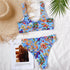 Modern Blue High Waist Bikini Push Up Swimwear Women Dragon Printed Bikini Set Retro Swimsuit Women's High Waist Bikini Swimsuits Twist Push Up Two Piece Bathing Suits Tummy Control Swimwear