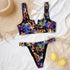 Modern Blue High Waist Bikini Push Up Swimwear Women Dragon Printed Bikini Set Retro Swimsuit Women's High Waist Bikini Swimsuits Twist Push Up Two Piece Bathing Suits Tummy Control Swimwear