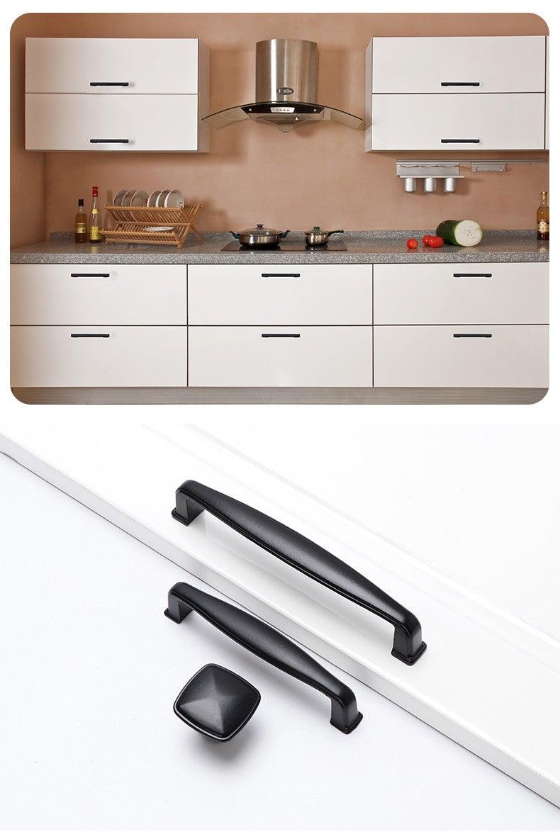 Modern Cabinet Handles Solid Aluminum Alloy Door Knobs And Handles Kitchen Cupboard Pulls Drawer Knobs Furniture Handle Hardware Black Cabinet Cupboard Drawer Door Handle Drawer Dresser Pulls for Furniture Kitchen Cabinet Cupboard Hardware