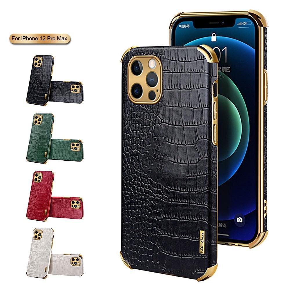 Modern Green Leather Case for iPhone 14 Pro Max Mini 13 11 Pro Max X XR XS Max 13 Mini Cases Luxury PU Leather Covers Luxury Cover Gold Edge  for Women Girls Slim Leather Elegant Iphone Protective Cover