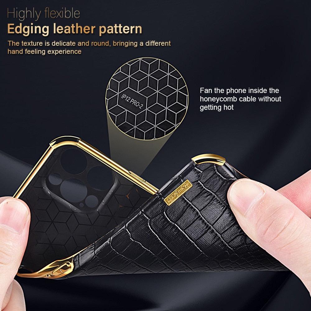 Modern Green Leather Case for iPhone 14 Pro Max Mini 13 11 Pro Max X XR XS Max 13 Mini Cases Luxury PU Leather Covers Luxury Cover Gold Edge  for Women Girls Slim Leather Elegant Iphone Protective Cover