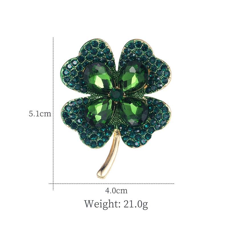 Modern Green Women Brooch Red Four Leaf Clover Crystal Rhinestones Brooches Women Luxury Brooch Pin Leaf Brooch Elegant Party Jewelry For Your Wife