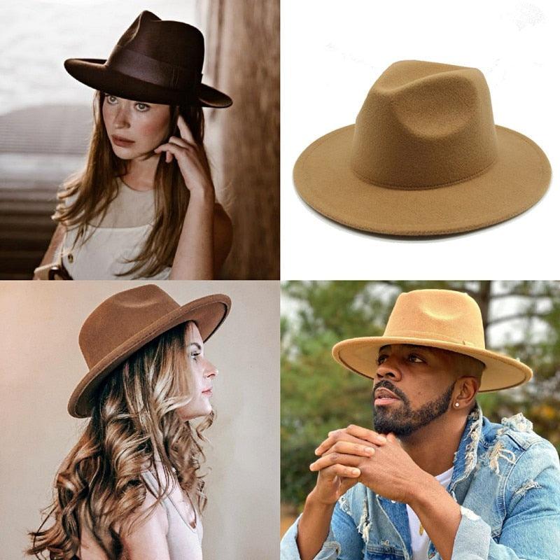 Modern Hats For Women Fedoras Winter Women Hats Simple Classic Hat Wedding Lady Retro Wide Brim Floppy Hat Men Fedora Hat Fashionable Classic Wide Brim Hat For Summer Dress Hats