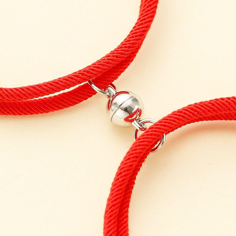 Modern Matching Sun Moon Charm Paired Bracelets Adjustable Magnet Bracelet For Couples Red Rope Bracelets Couple Attraction Friendship Bracelet For Boyfriend Girlfriend