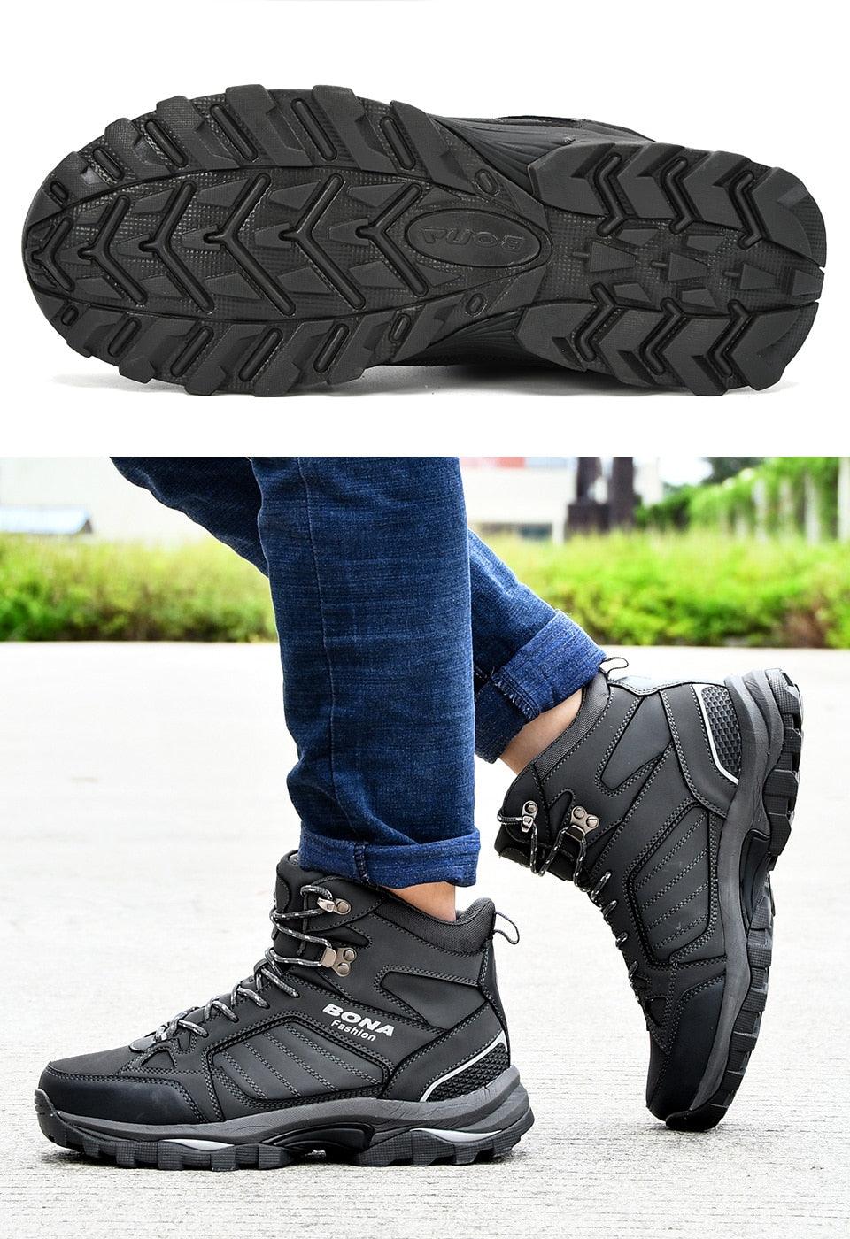 Modern Mens Boots Anti-Skidding Leather Shoes Popular Comfy Spring Autumn Men Shoes Short Plush Snow Boots Outdoor Warm Fur Lined Water Resistant Non Slip Mens Shoes