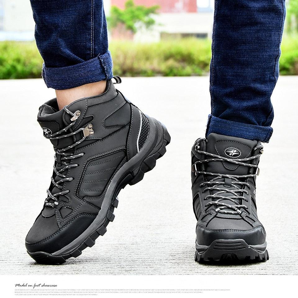 Modern Mens Boots Anti-Skidding Leather Shoes Popular Comfy Spring Autumn Men Shoes Short Plush Snow Boots Outdoor Warm Fur Lined Water Resistant Non Slip Mens Shoes