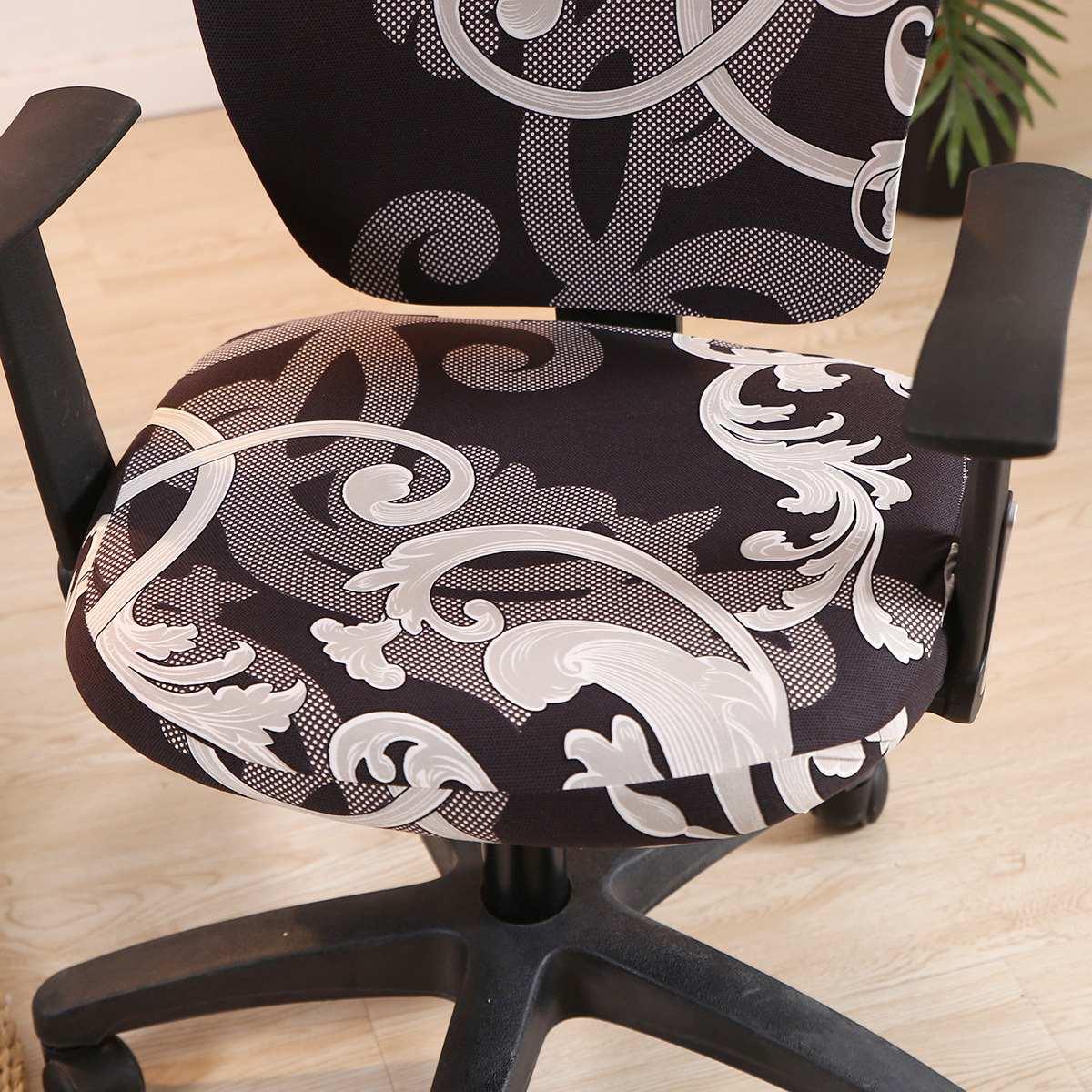 Modern Printing Elastic Stretch Office Chair Cover Computer Armchair Slipcover Protector Anti-dirty Rotating Chair Seat Case Computer Office Chair Covers - Protective & Stretchable Universal Chair Cover Stretch Rotating Chair Slipcover