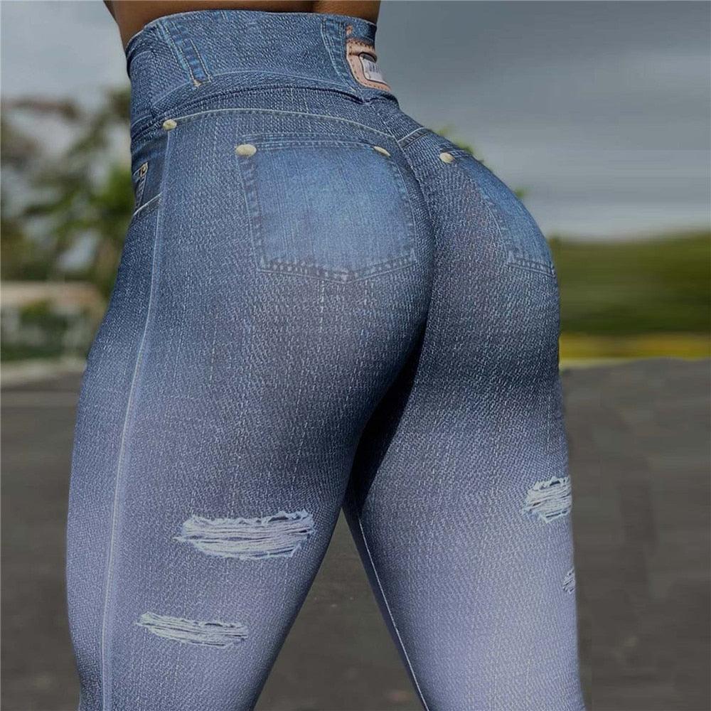 Modern Ripped Jeans Women Pants Push Up Running Sports Leggings Elegant Pants Ripped Stretch Fitted Lifting Pants Slim Pants Female Comfortable Casual Trousers For Fitness