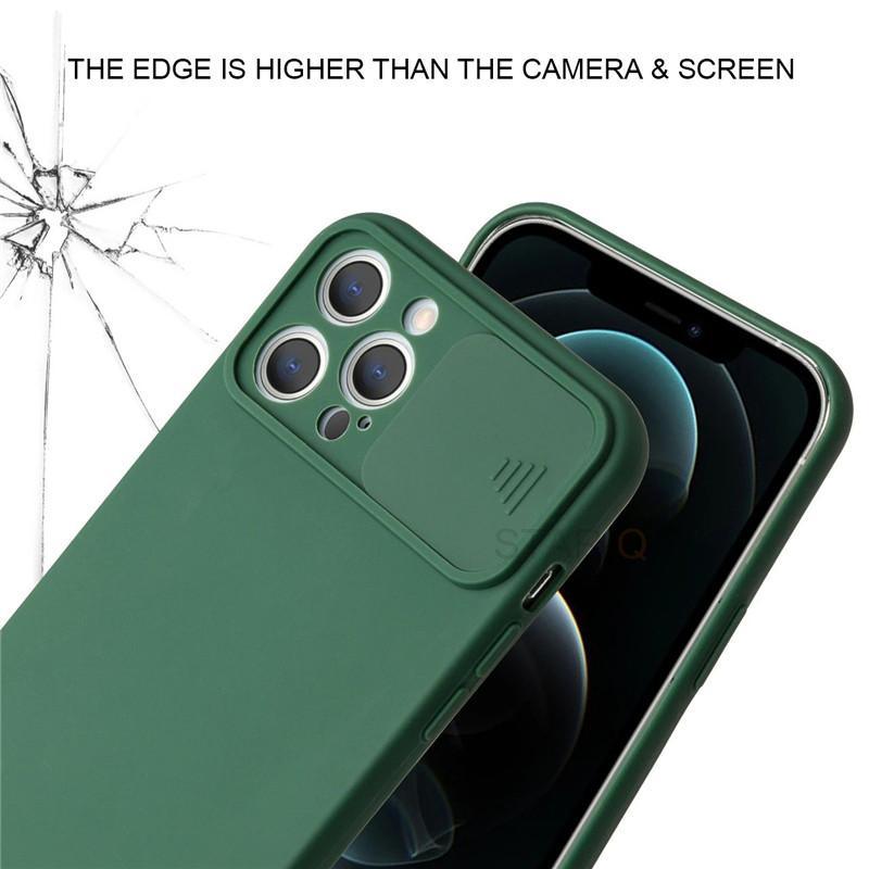 Modern Slide Camera Protector Phone Case On For Iphone 13 Pro 11 12 13pro Max Mini Iphone13 12pro Silicone Silicone Shockproof Phone Case Drop Protection  Back Cover For Smartphone