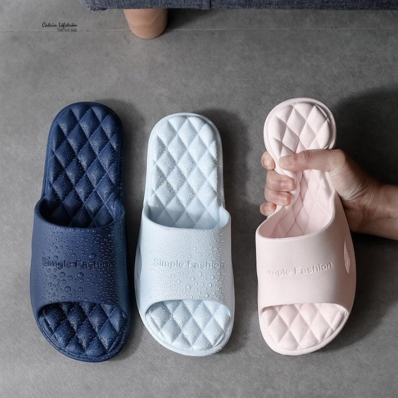 Modern Slippers Women Summer Thick Bottom Indoor Home Couples Home Bathroom Soft To Wear Cool Slippers EVA Open Toe Soft Slippers Soft Shower Massage Bath Pool Gym House Slipper