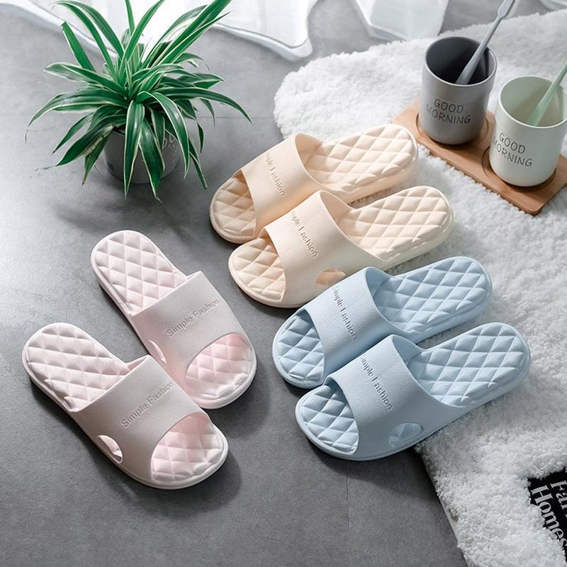 Modern Slippers Women Summer Thick Bottom Indoor Home Couples Home Bathroom Soft To Wear Cool Slippers EVA Open Toe Soft Slippers Soft Shower Massage Bath Pool Gym House Slipper