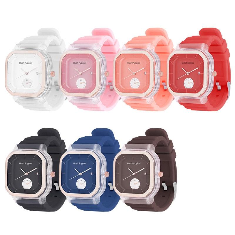 Modern Transparent Quartz Watch Sports Kids Children Watches For Girls Boys Square Women Sports Electronic Casual Quartz Wristwatch With Bezel Case Silicone Band Watch For Women Men