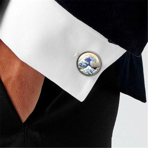 Modern Wave Cufflinks Quality Shirt Cufflinks For Men Fashion Jewelry Ocean Waves Men's Classic Cufflinks Business Wedding Shirt Cuff Links