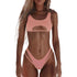 Modern White Bikini Hollow Out Swimsuit Female High Cut Swimwear Solid Fashion Bathing Suit Beach Wear Women's Front Cutout Bikini Sets Two Piece Summer Party Bathing Suits