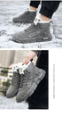 Modern Winter Mens Boots Snow Lightweight Non-Slip Lace-Up Outdoor Warm Sneakers High-Top Cotton Casual Shoes Outdoor Water Resistant Camping Walking Autumn Sneakers