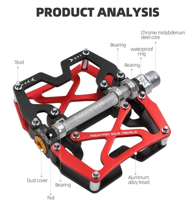 Mountain Bicycle Pedals Cycling Ultralight Aluminum Alloy 3 Bearings Pedals Bike Pedals Flat Bike Pedal Ultra-Light Aluminum Alloy Sealed Bearing With Cleats Pedal Suitable For Mountain Bike Bicycle